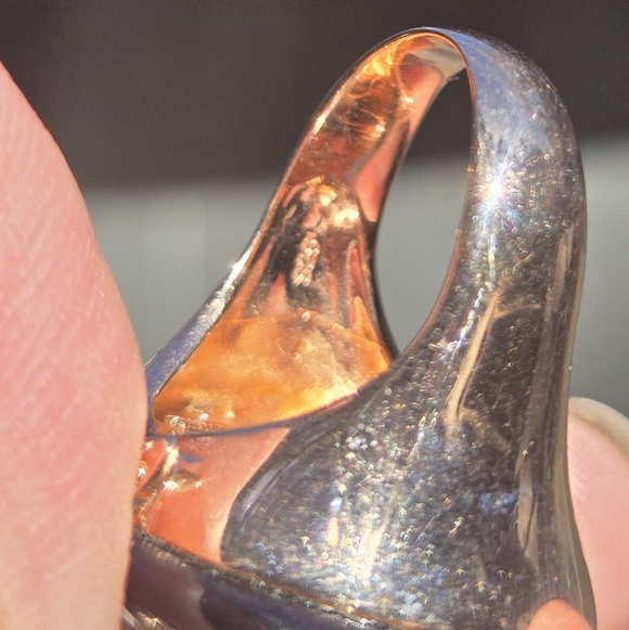 White Sapphire Black Onyx Blown Glass Sterling & Gold Snake Statement Ring Sz8.7 - Picture 13 of 13